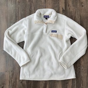 Patagonia White and Tan Fleece Jacket